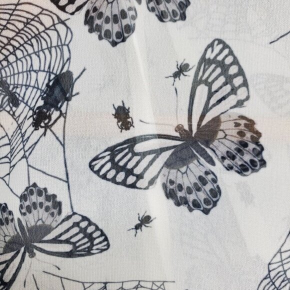Hell Bunny White Black Fit & Flare Dress Spiderweb Butterflies Sz SM (C-8) - Picture 6 of 14